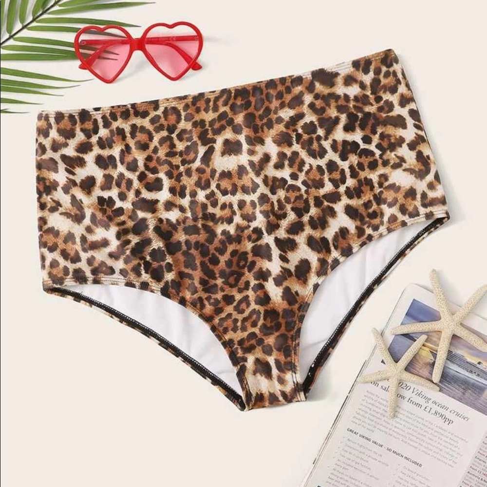 NWOT Shein High Waisted leopard bikini bottoms 3XL